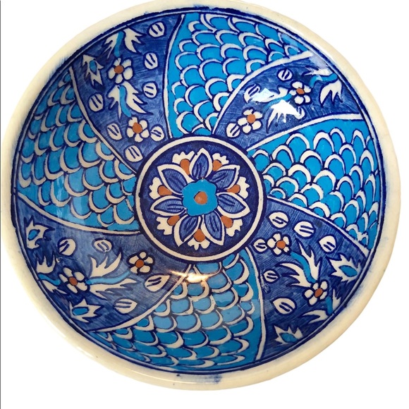 Iznik Cini Hand Painted Ceramic Turkey Bowl Art - Picture 1 of 8